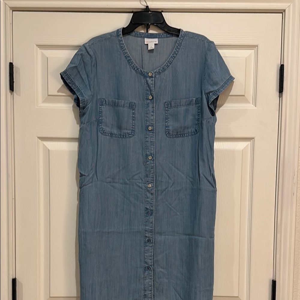 Liz Claiborne Blue Casual Midi Dress with Scoop Neck